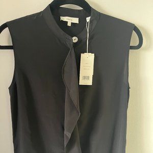 NWT - Vince Sleeveless Silk Flutter Blouse in Black (Size XS)